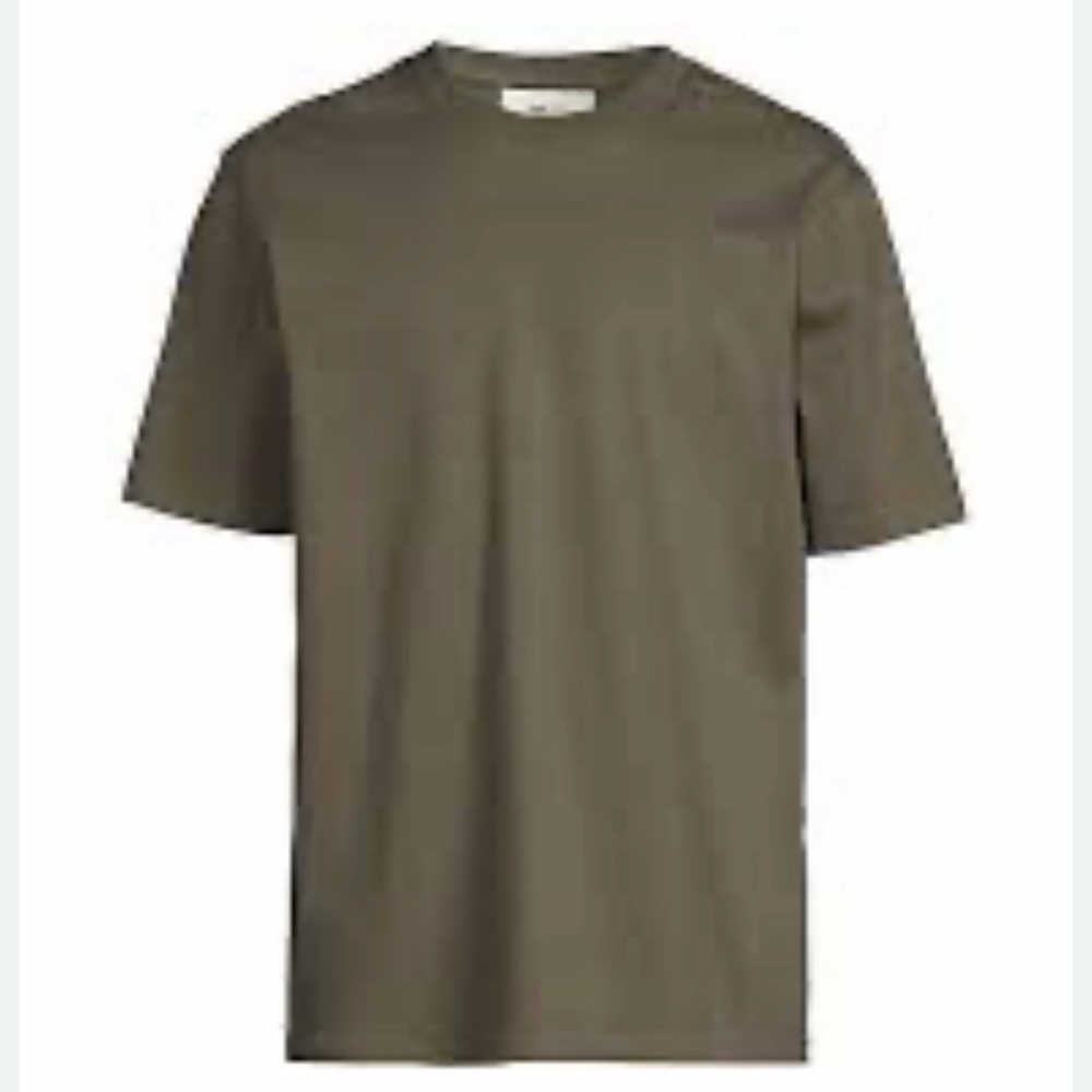 Saks Fifth Avenue Cotton Short Sleeve Crewneck Tee- Olive